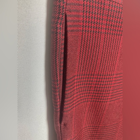 Topman Burgundy Red Check Slim Fit Trousers W34 L30 Glen Plaid Pants - Picture 2 of 10